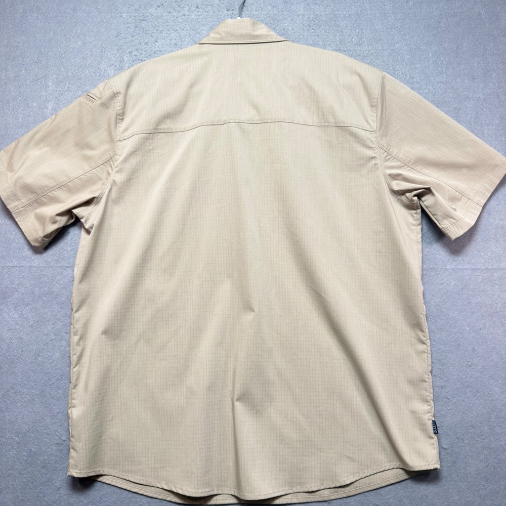 5.11 Tactical Mens XL Tan Ripstop Short Sleeve Button Down Vented Utility Shirt - Picture 3 of 7